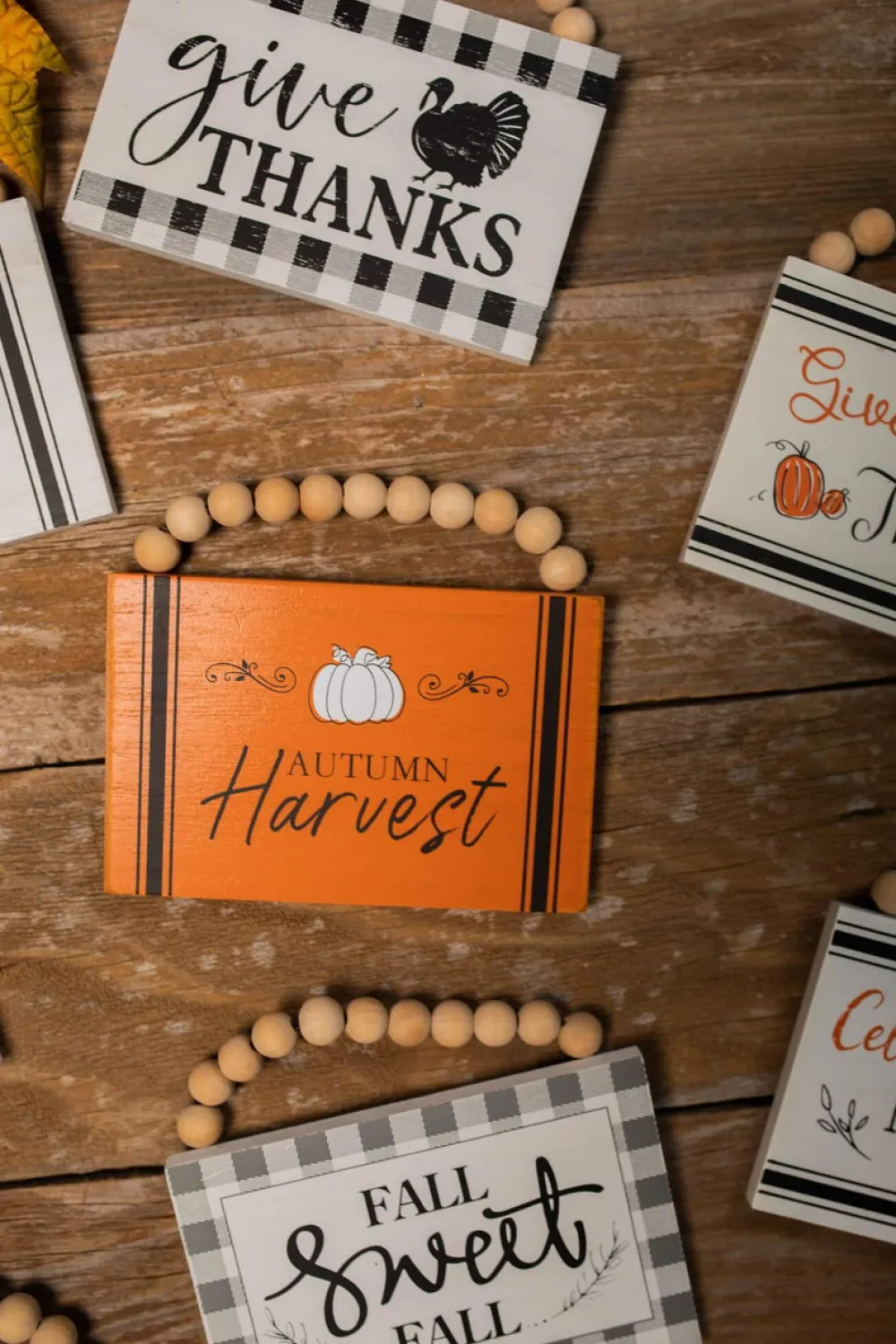 Decorator's Warehouse 6" Wood Harvest Sign with Beaded Hanger > Fall Decor|Fall Decor