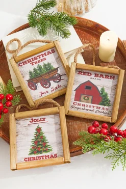 Decorator's Warehouse 5.5" Wood Holiday Scene Hanging Sign > Christmas Ornaments|Farmhouse