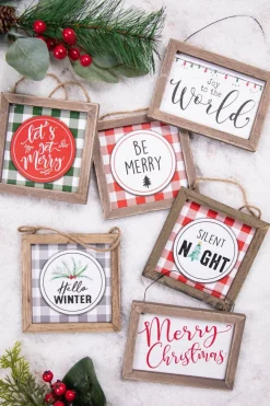 Decorator's Warehouse 5.5” Wood Holiday Sign Ornament > Christmas Ornaments|Farmhouse