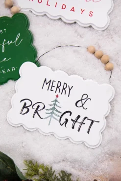 Decorator's Warehouse 6.6” Wood Holiday Sign Ornament > Christmas Ornaments|Christmas Accents