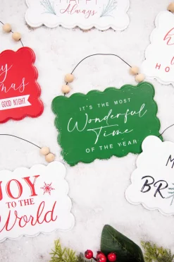 Decorator's Warehouse 6.6” Wood Holiday Sign Ornament > Christmas Ornaments|Christmas Accents