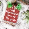 Decorator's Warehouse 5” Wood Holiday Sign Ornament with Pinecone Accent > Christmas Ornaments|Christmas Ornaments