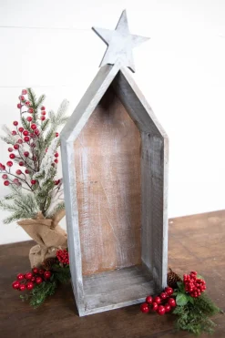 Decorator's Warehouse 42” Wood Manger House With Star > Sale|Christmas Sale
