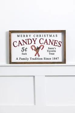 Decorator's Warehouse 17” Wood & Metal Candy Canes Wall Sign > Gingerbread|Christmas Decor