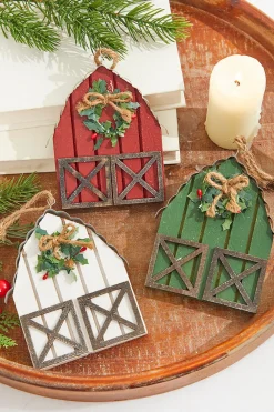 Decorator's Warehouse 6" Wood & Metal Holiday Barn Ornaments > Christmas Ornaments|Farmhouse
