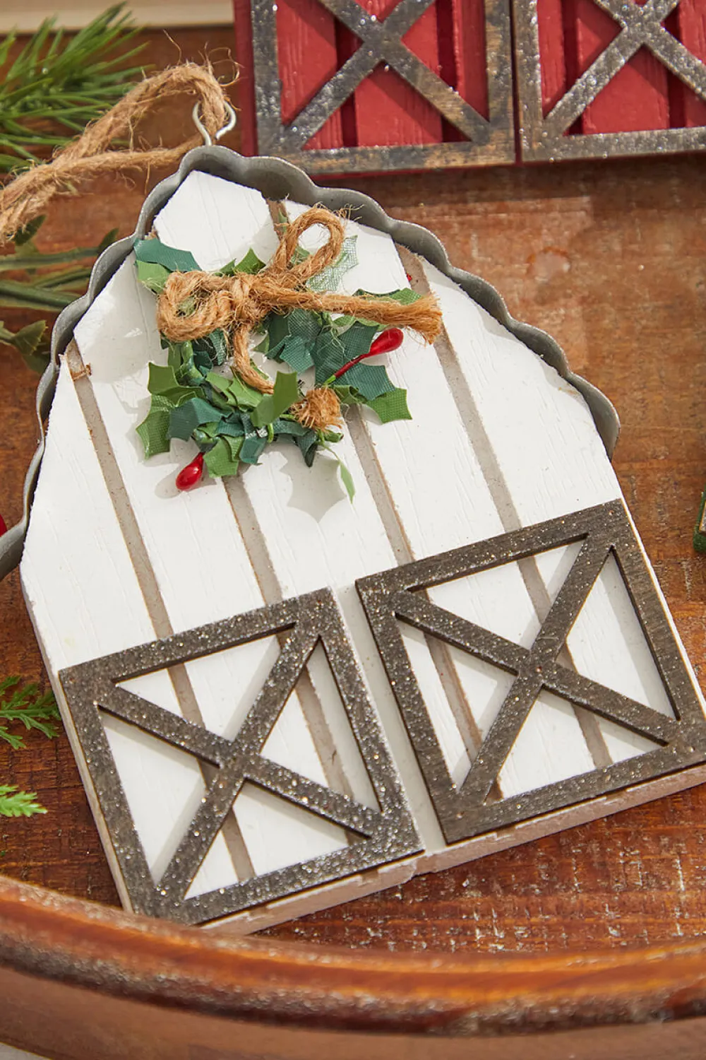 Decorator's Warehouse 6" Wood & Metal Holiday Barn Ornaments > Christmas Ornaments|Farmhouse