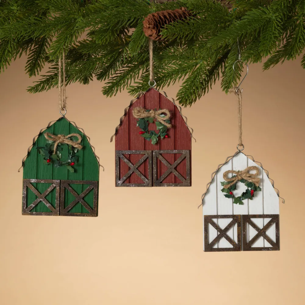 Decorator's Warehouse 6" Wood & Metal Holiday Barn Ornaments > Christmas Ornaments|Farmhouse