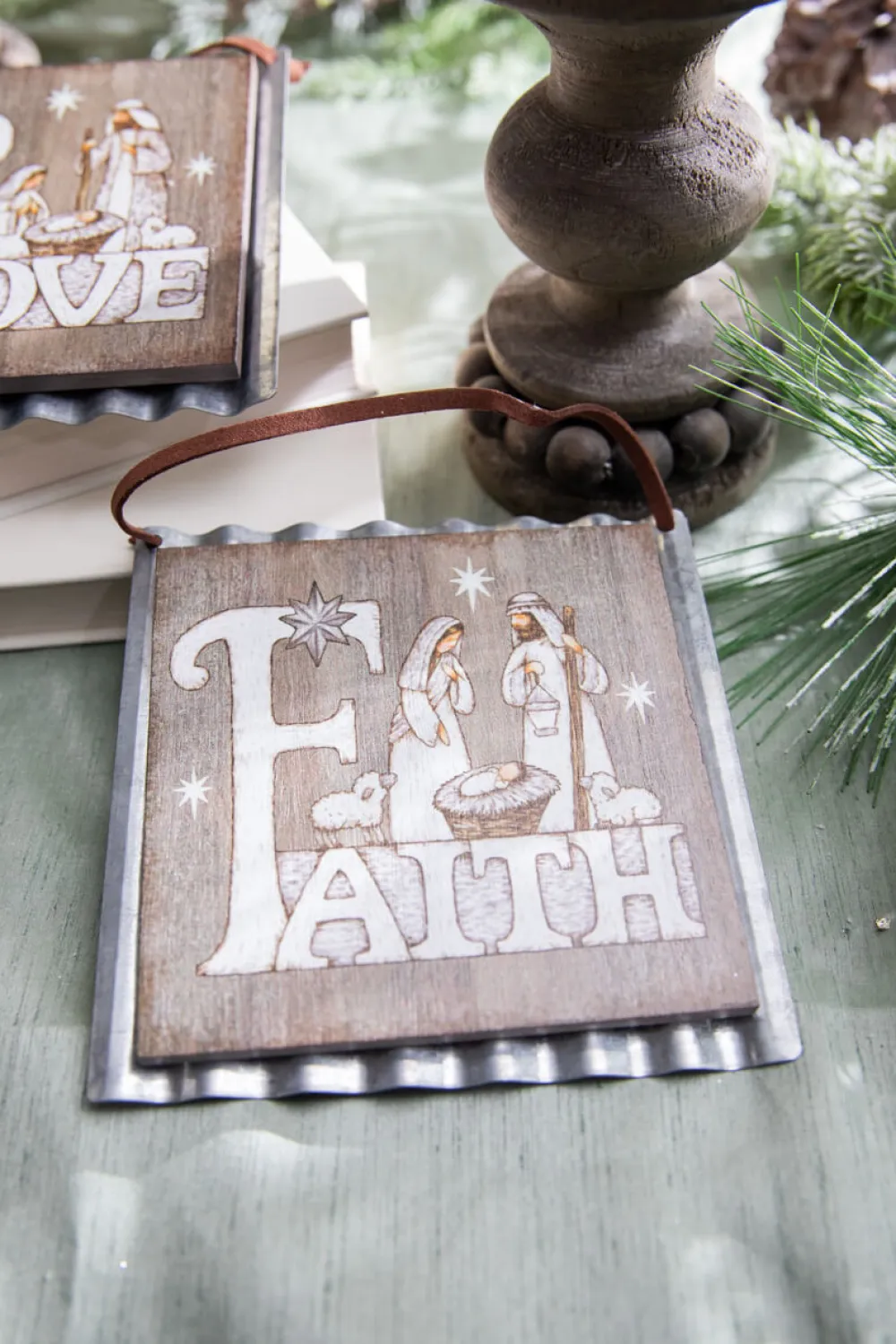 Decorator's Warehouse 5.5” Wood & Metal Holy Family Ornament > Christmas Decor|Nativity Ornaments