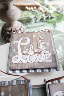 Decorator's Warehouse 5.5” Wood & Metal Holy Family Ornament > Christmas Decor|Nativity Ornaments