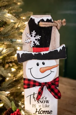 Decorator's Warehouse 15.75” Wood Santa & Snowman Wall Hanging Decor > North Pole Party|Christmas Decor