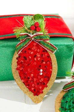 Decorator's Warehouse 8" Wood & Sequin Drop Ornament > Christmas Ornaments|Traditional