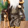 Decorator's Warehouse 25” Woven Burlap Santa With Skis & Lantern > Winter Woodland|Santas & Angels
