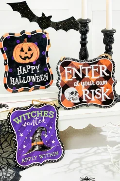 Decorator's Warehouse 7"x 6" Assorted Halloween Embossed Sign > Halloween|Halloween