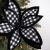 Decorator's Warehouse 21” x 12" Black and White Plaid Poinsettia Stem with Black Berries > Christmas Sale|Christmas Flowers
