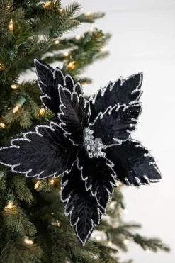 Decorator's Warehouse 22” x 13" Black Poinsettia Stem > Nutcracker|Christmas Flowers