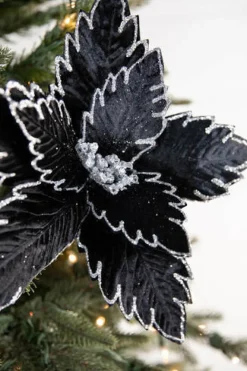 Decorator's Warehouse 22” x 13" Black Poinsettia Stem > Nutcracker|Christmas Flowers
