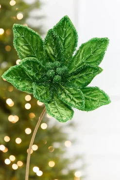 Decorator's Warehouse 20" x 9.5" Bright Green Poinsettia Stem > Christmas Decor|Merry & Bright