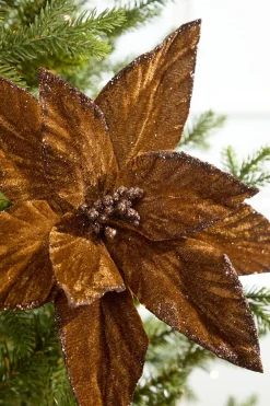 Decorator's Warehouse 19" x 12" Brown Poinsettia Stem > Winter Woodland|Sugar & Spice