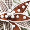 Decorator's Warehouse 20" x 13" Brown Velvet Check Poinsettia Stem > Christmas Decor|Sugar & Spice