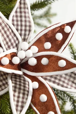 Decorator's Warehouse 20" x 13" Brown Velvet Check Poinsettia Stem > Christmas Decor|Sugar & Spice
