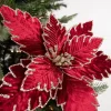 Decorator's Warehouse 22” x 13.5" Burgundy Poinsettia Stem > Jewel Tones|Christmas Flowers