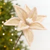 Decorator's Warehouse 20” x 13" Burlap Faux Fur Edge Poinsettia Stem > Sugar & Spice|Christmas Decor