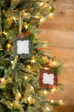Decorator's Warehouse 8" x 4” Button Frame with Pinecones > Christmas Ornaments|Farmhouse