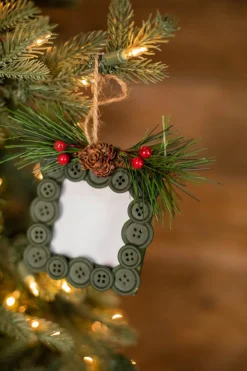 Decorator's Warehouse 8" x 4” Button Frame with Pinecones > Christmas Ornaments|Farmhouse