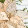 Decorator's Warehouse 20" x 12" Champagne Jeweled Velvet Poinsettia Stem > Christmas Decor|Natural Elegance