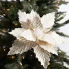 Decorator's Warehouse 22” x 13" Champagne Metallic Poinsettia Stem > Christmas Decor|Jewel Tones
