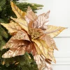 Decorator's Warehouse 31” x 16.5" Champagne Velvet Metallic Poinsettia > Sugar & Spice|Christmas Decor