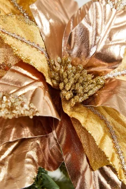 Decorator's Warehouse 31” x 16.5" Champagne Velvet Metallic Poinsettia > Sugar & Spice|Christmas Decor