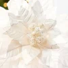 Decorator's Warehouse 29" x 13" Cream Glitter & Bead Poinsettia Stem > Christmas Decor|Natural Elegance