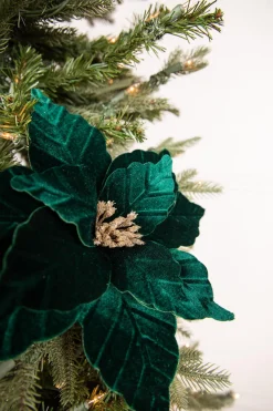 Decorator's Warehouse 22” x 13" Dark Green Poinsettia Stem > Nutcracker|Christmas Decor