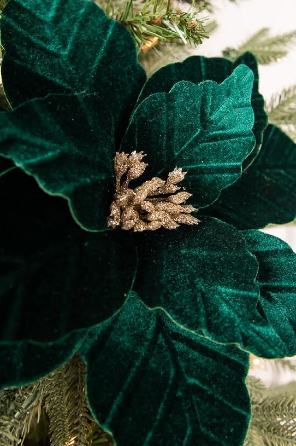 Decorator's Warehouse 22” x 13" Dark Green Poinsettia Stem > Nutcracker|Christmas Decor