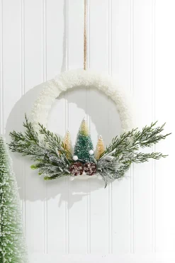 Decorator's Warehouse 14"x10" Frosted Christmas Tree Wreath > White Christmas|Christmas Decor
