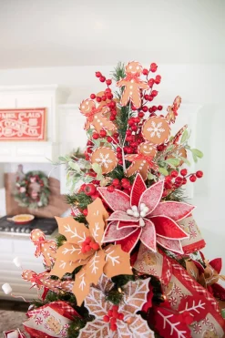 Decorator's Warehouse 28” x 12" Frost Velvet Poinsettia Stem > Cardinal|Christmas Decor