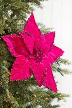 Decorator's Warehouse 19" x 12" Fuchsia Poinsettia Stem > Christmas Sale|Christmas Flowers