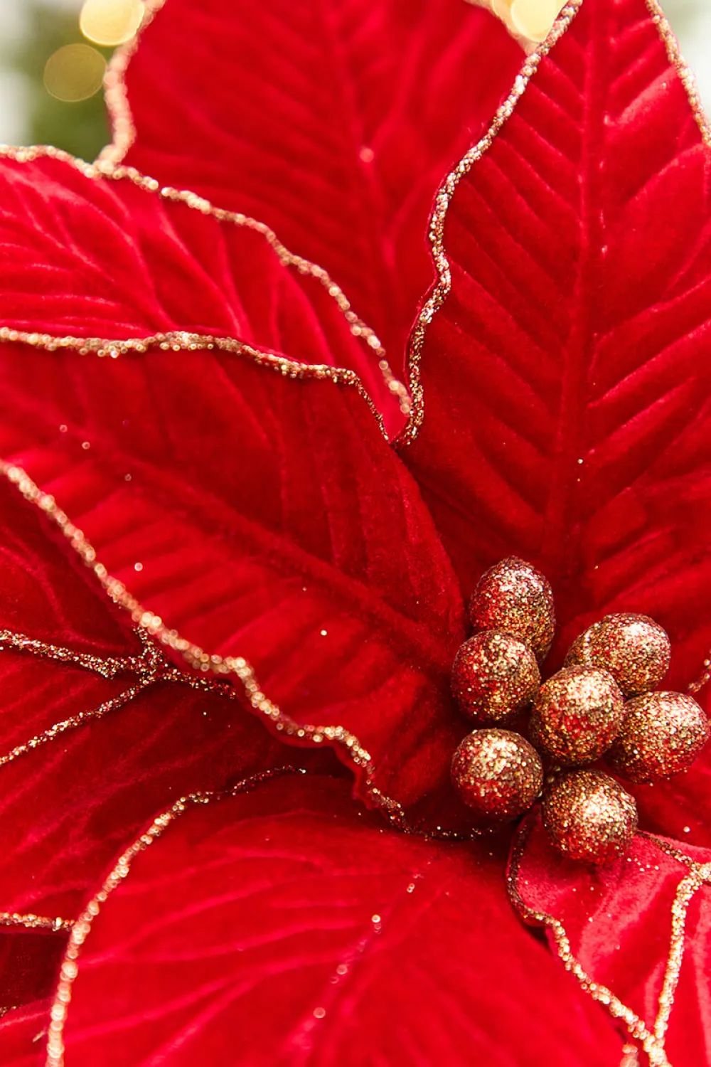 Decorator's Warehouse 20" x 21” Giant Red Velvet Poinsettia Stem > Nutcracker|Christmas Decor