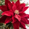 Decorator's Warehouse 22” x 17” Giant Velvet Poinsettia Stem - Burgundy > Christmas Decor|Jewel Tones