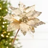 Decorator's Warehouse 22" x 11” Gold Metallic Glitter Poinsettia Stem > Christmas Decor|Merry & Bright