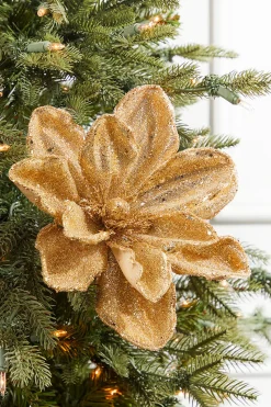 Decorator's Warehouse 24" x 10" Gold Micro Beaded Sequins Magnolia Stem > Nutcracker|Christmas Decor
