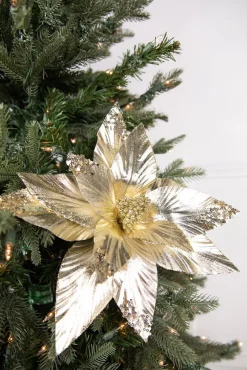 Decorator's Warehouse 22” x 12.5" Gold Poinsettia Stem > Nutcracker|Christmas Decor