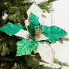 Decorator's Warehouse 19" x 12" Green Champagne Poinsettia Stem > Nutcracker|Christmas Flowers