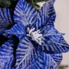 Decorator's Warehouse 24” x 14" Iced Blue Poinsettia Stem > Blue Christmas|Christmas Decor