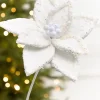 Decorator's Warehouse 20" x 10" Iced White Poinsettia Stem > White Christmas|2026 New Additions