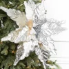 Decorator's Warehouse 26" x 20.5" Large Silver Metallic Poinsettia Stem > White Christmas|Christmas Decor
