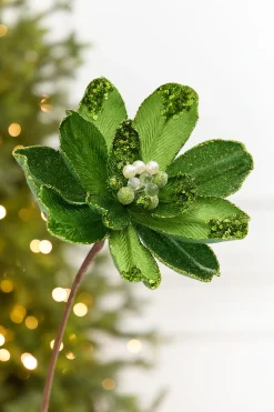 Decorator's Warehouse 18" x 9" Lime Jewel Magnolia Stem > Christmas Decor|Retro Brites