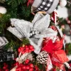 Decorator's Warehouse 22” x 12.5" Linen Frost Poinsettia Stem - Gray > Christmas Flowers|Christmas Decor