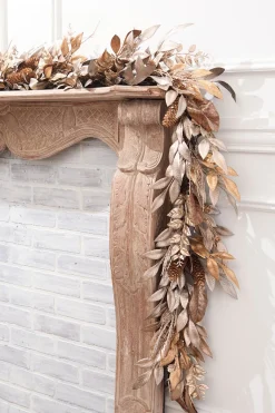 Decorator's Warehouse 72" x 6" Magnolia Leaves Pinecone Garland > Christmas Decor|Natural Elegance